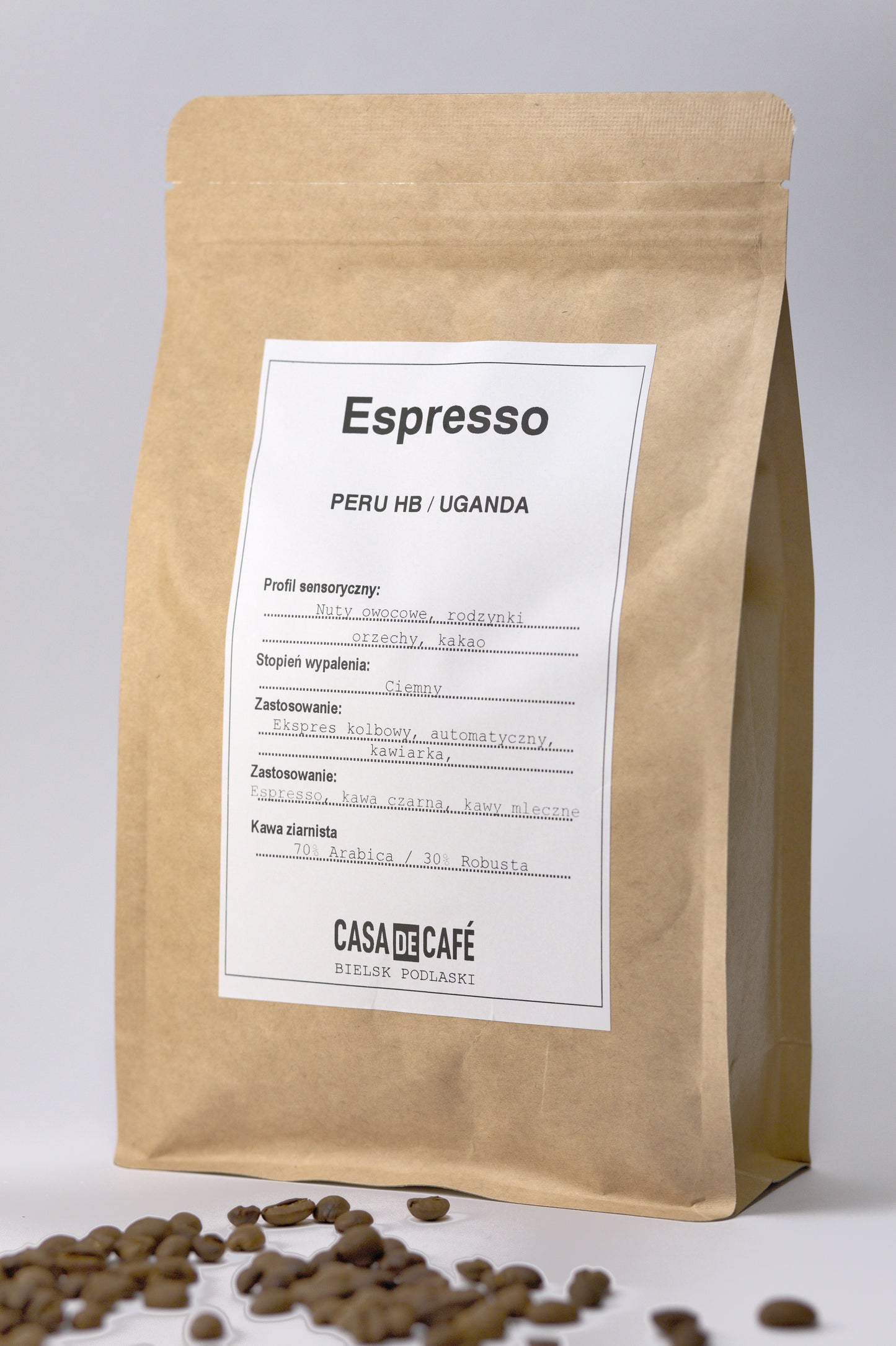 Kawa ziarnista Casa de Café  Espresso Peru HB / Uganda