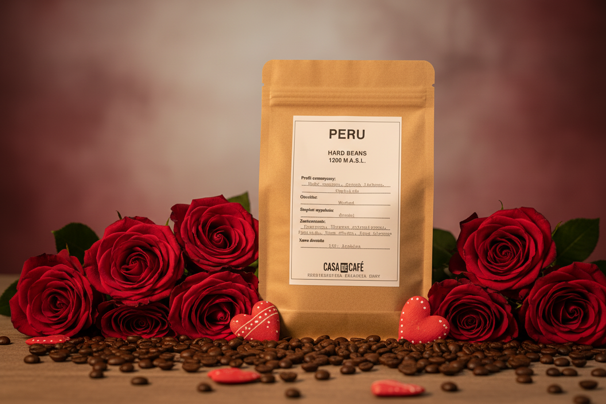 Walentynkowa kompozycja z kawą Peru